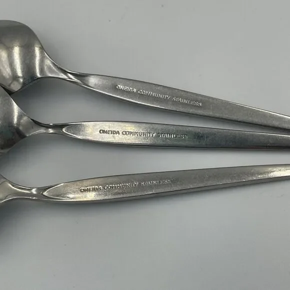Oneida Community Stainless Flatware Older SATINIQUE QTY 3 Teaspoons Replacement - Picture 4 of 6